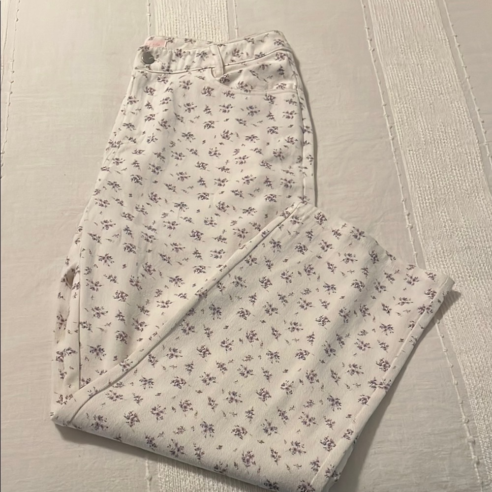 Floral Print White Pants